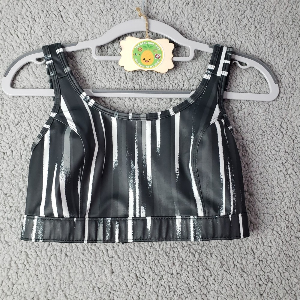 Title Nine Black & White Striped Sports Bra